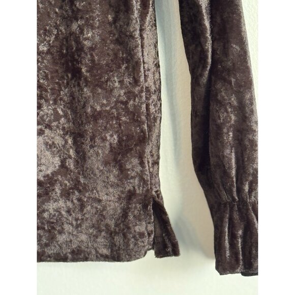 VTG One Step Up Womens 1X Black Velvet Top Keyhole Neck Gathered Cuffs Holiday - Picture 5 of 8